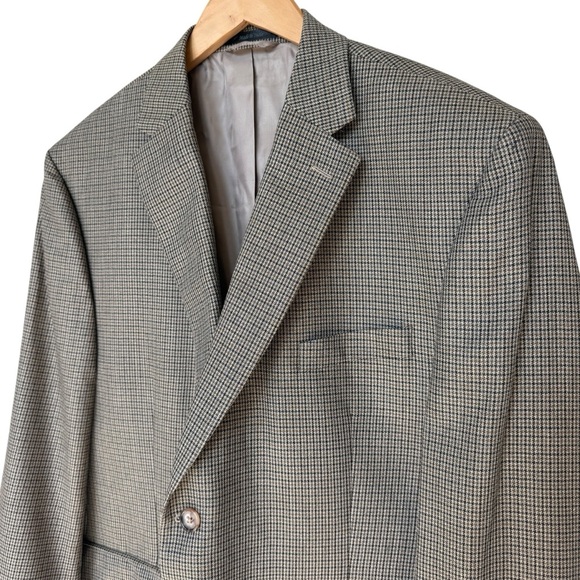 Lauren Ralph Lauren Men's Houndstooth Plaid Blazer Brown Wool Silk Blend Sz 46S - Picture 1 of 7